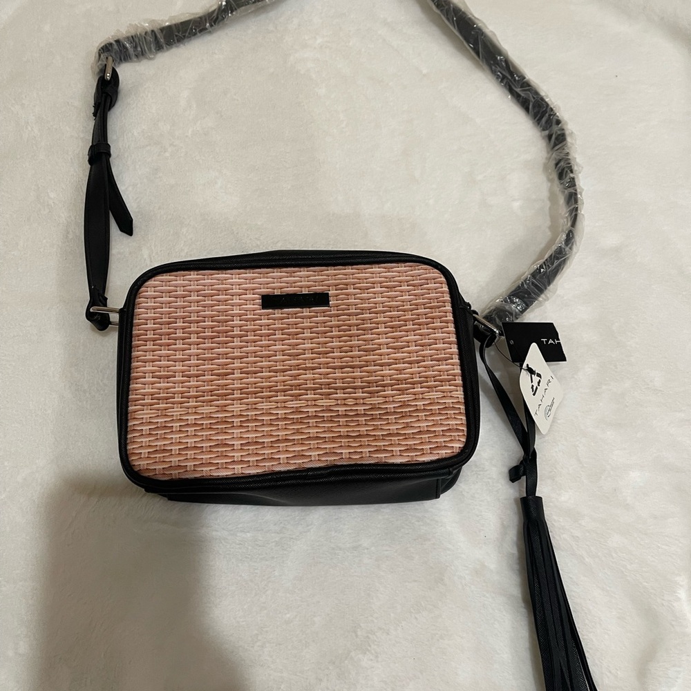 Tahari Pink and Black Crossbody Bag